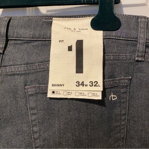 Rag and Bone Men’s McGregor Fit 1 Aero Stretch Skinny Jeans Size 34 NWT - Picture 10 of 12